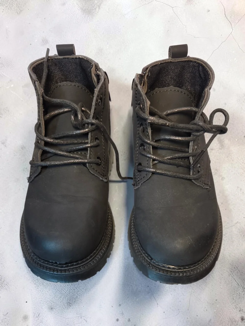 Kids Black Lace-Up Combat Boots **